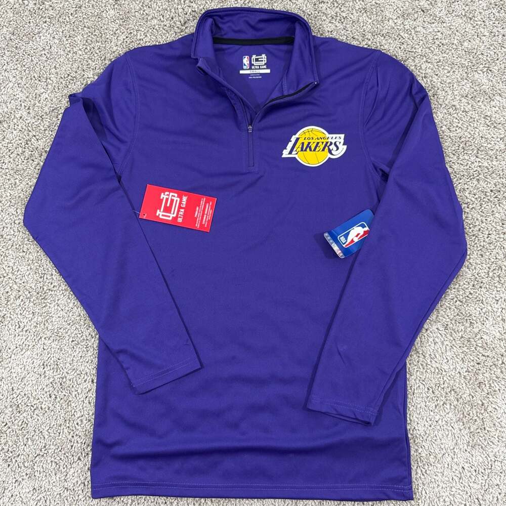 NBA Los Angeles Lakers Ultra Game Men's Small 1/4 Zip Performance Pullover EUC